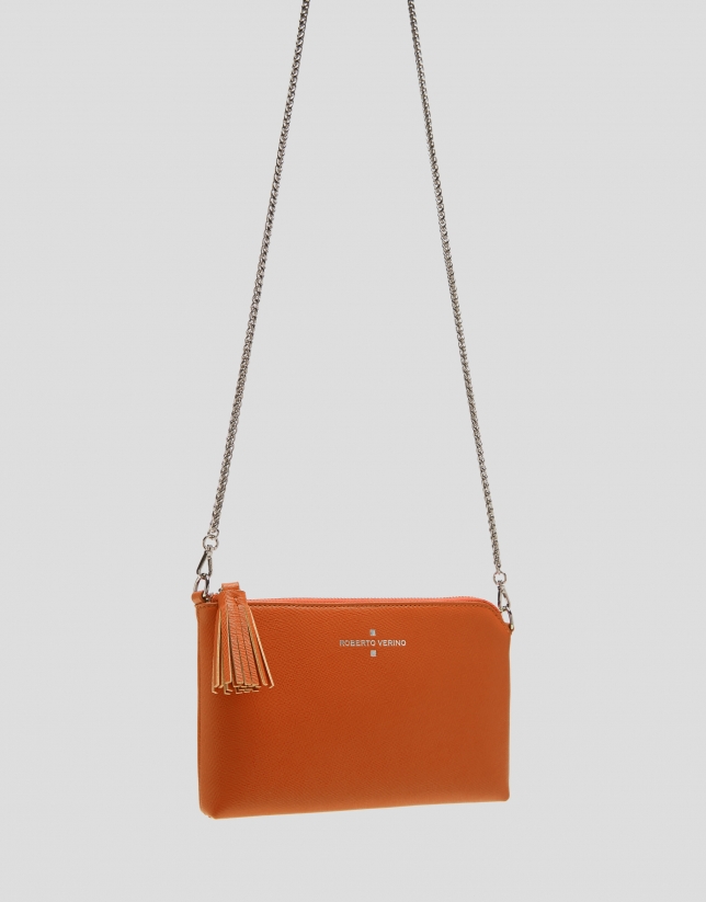 Orange saffiano leather Lisa Nano clutch bag
