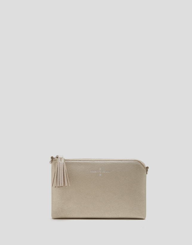 Gold saffiano leather Lisa Nano clutch bag