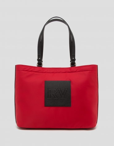Red nylon Dalhia shopping bag