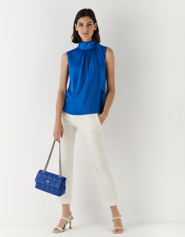 Klein blue quilted Linda Midi shoulder bag