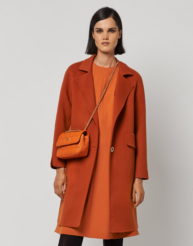 Orange leather quilted Linda Mini shoulder bag