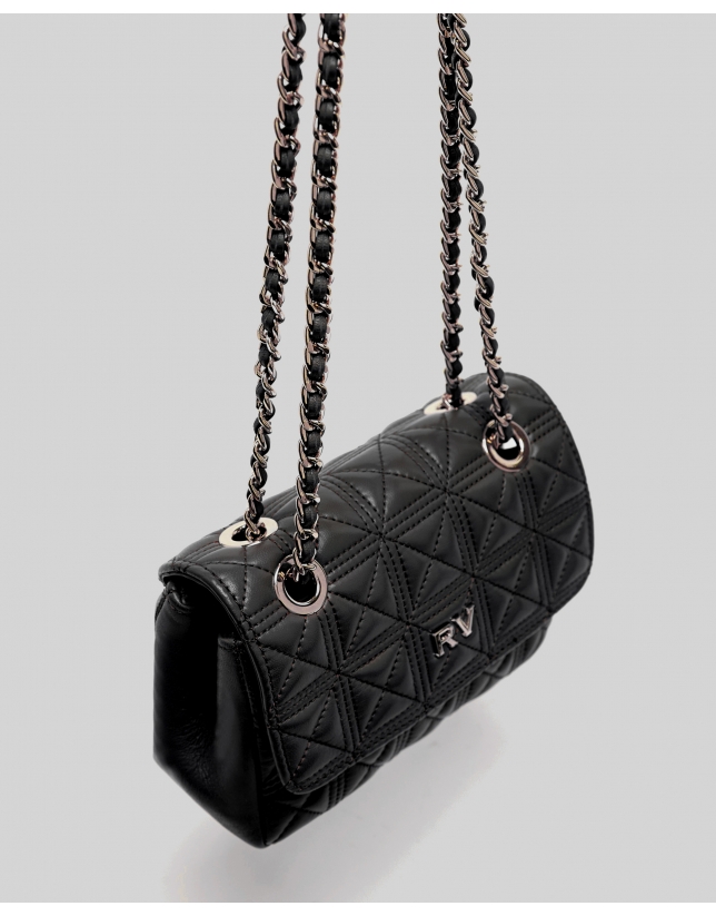 Black leather quilted Linda Mini shoulder bag