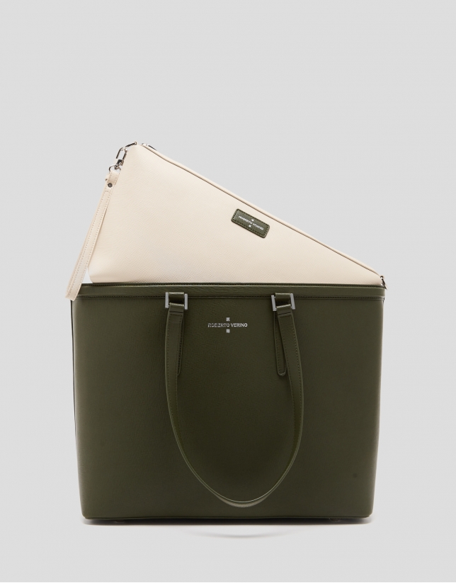 Green leather Liliam shopper bag
