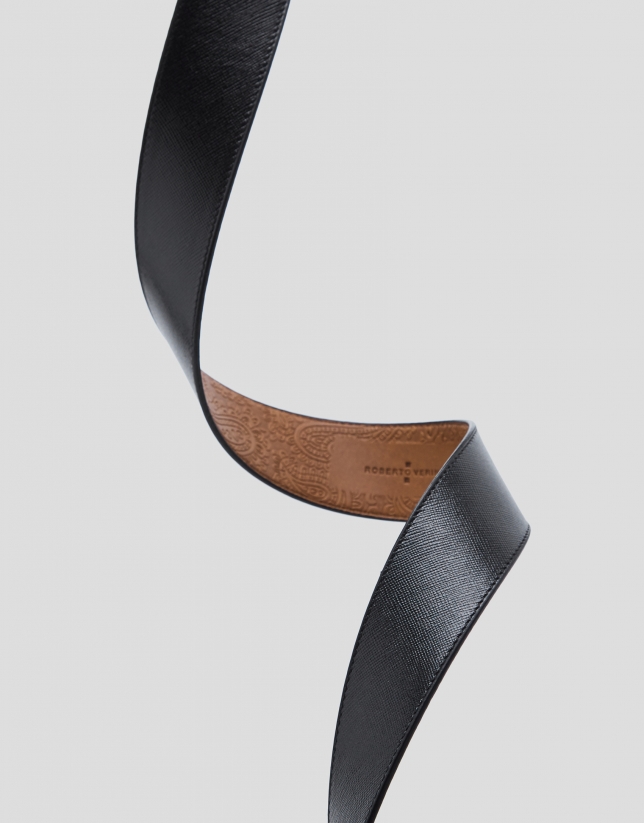Black Saffiano leather belt