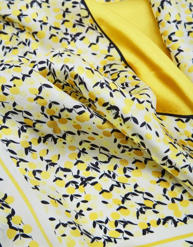 Yellow silk geometric print scarf