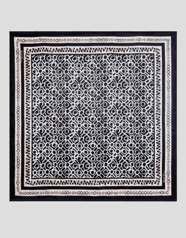 Brown silk geometric print scarf