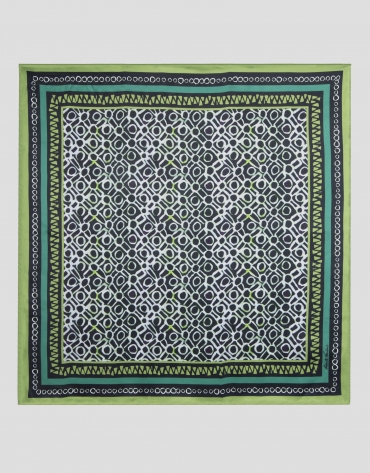 Green silk geometric print scarf