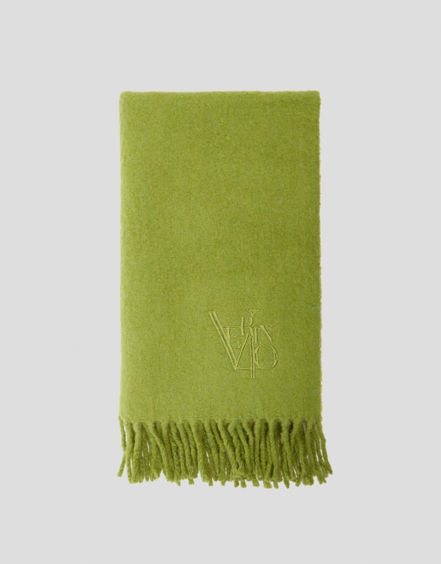 Bufanda flecos verde logo Verino