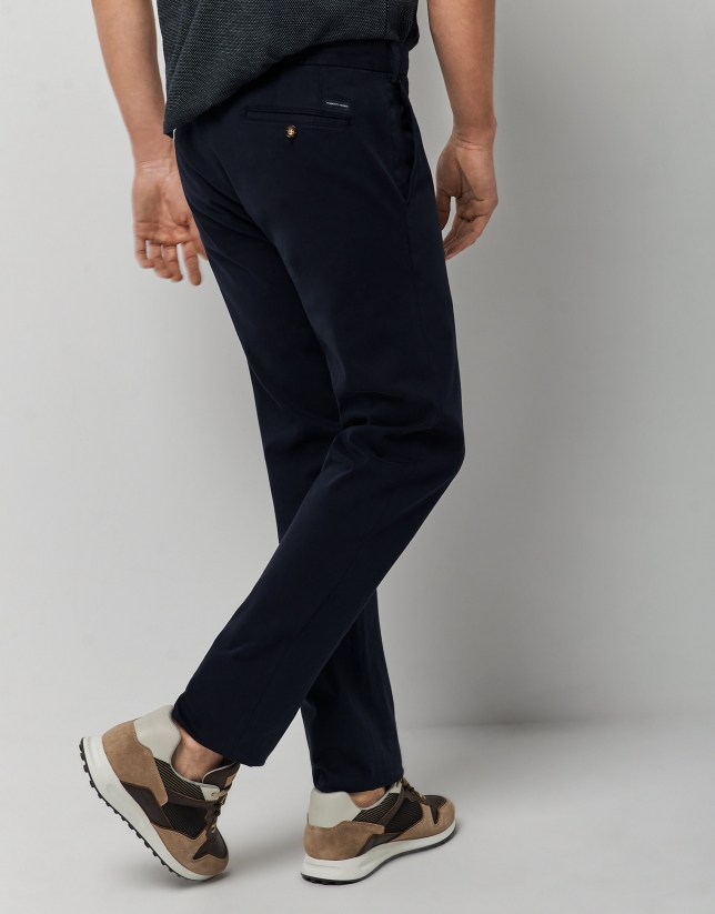 Navy blue dyed chino trousers