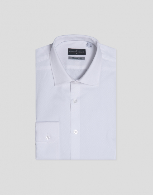 White structured cotton dress shirt