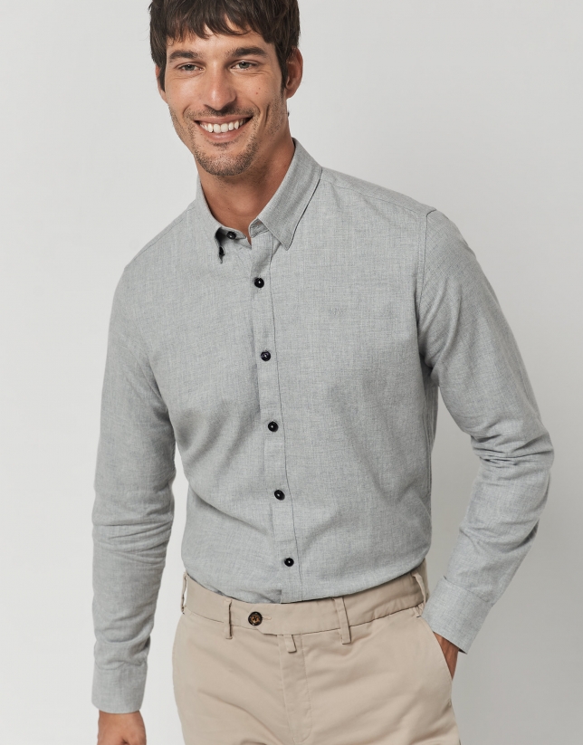 Gray melange flannel casual shirt