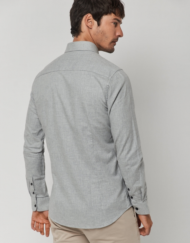 Gray melange flannel casual shirt