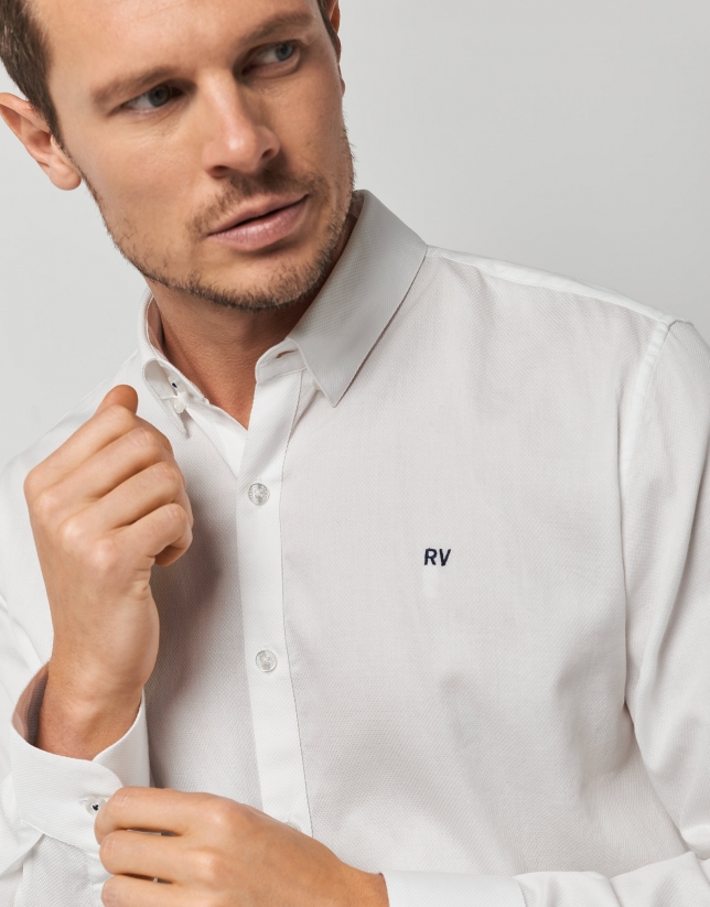 White micro structured sport shirt