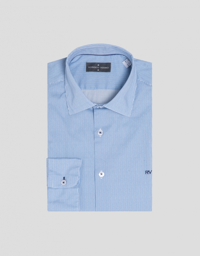 Camisa sport microdibujo tonos azules