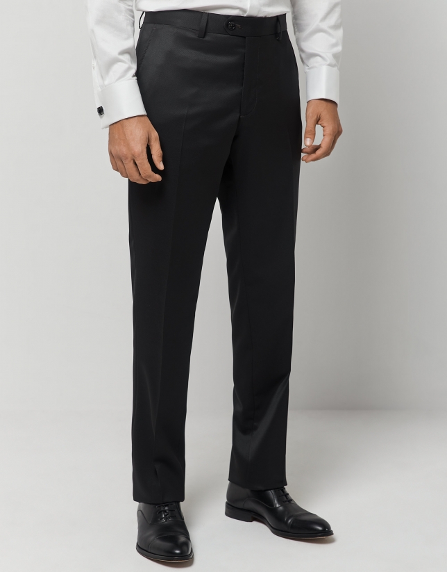 Black fake plain regular fit half canvas suit