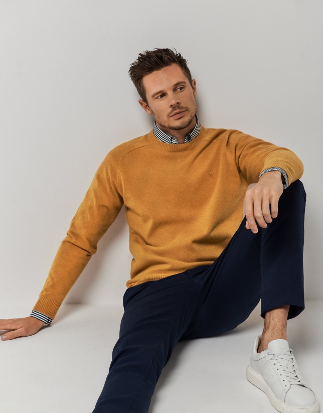 Yellow wool and cashmere sweater