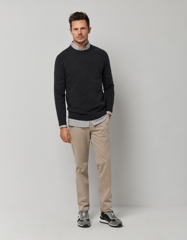 Gray wool and cashmere sweater