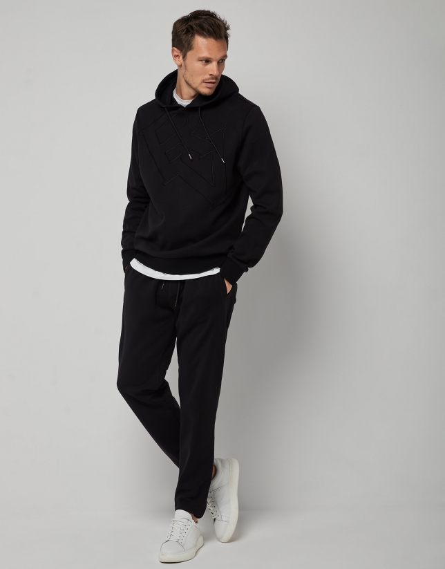 Black felt sweatshirt with matching embroidery on the chest