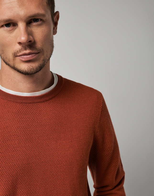 Burnt orange structured wool sweater