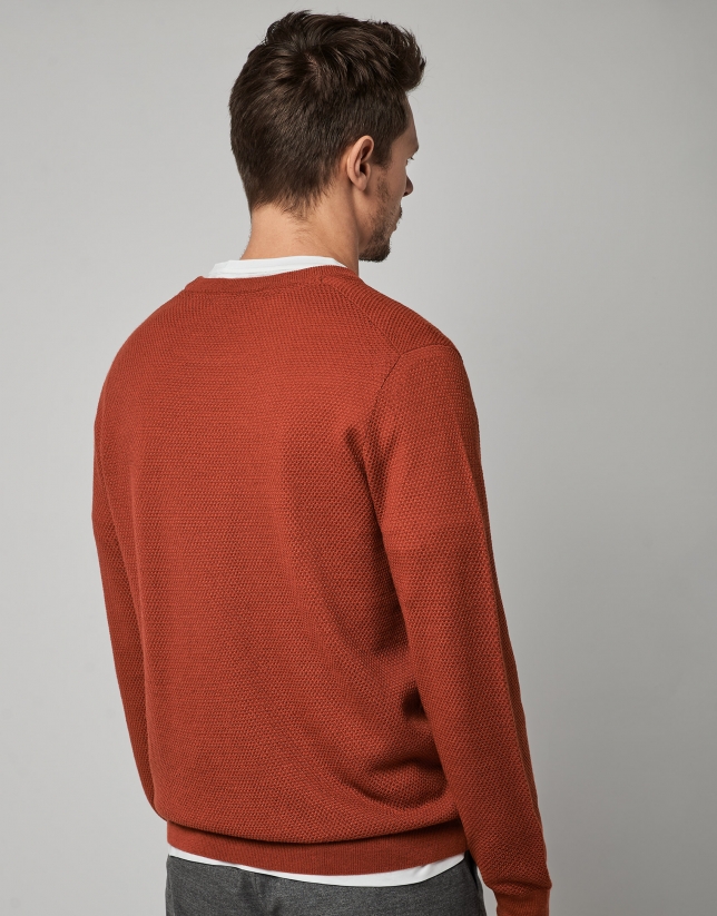 Burnt orange structured wool sweater