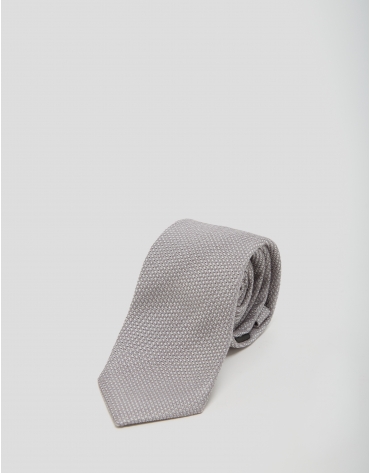 Gray textured silk tie