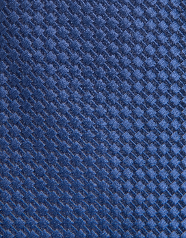 Navy blue silk textured tie
