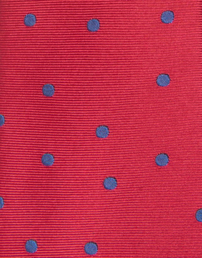 Red silk tie with blue circles