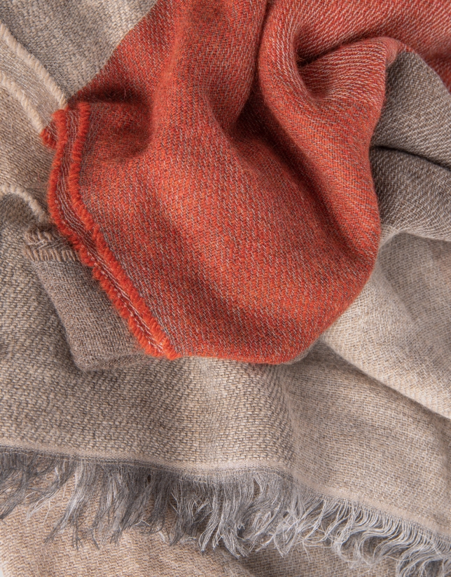 Gray and orange checked foulard