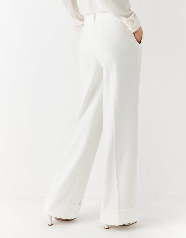 White tailored crepe pants