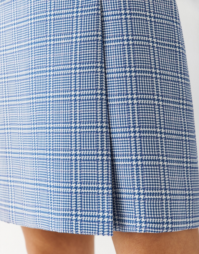 Blue glen plaid skirt with pleat