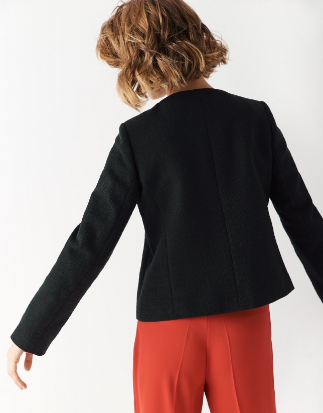 Short black jacket with embroidery