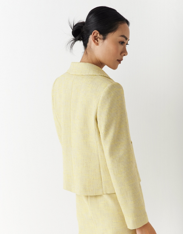 Short yellow tweed jacket