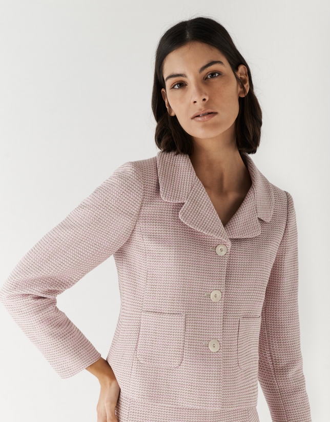 Short pink tweed jacket
