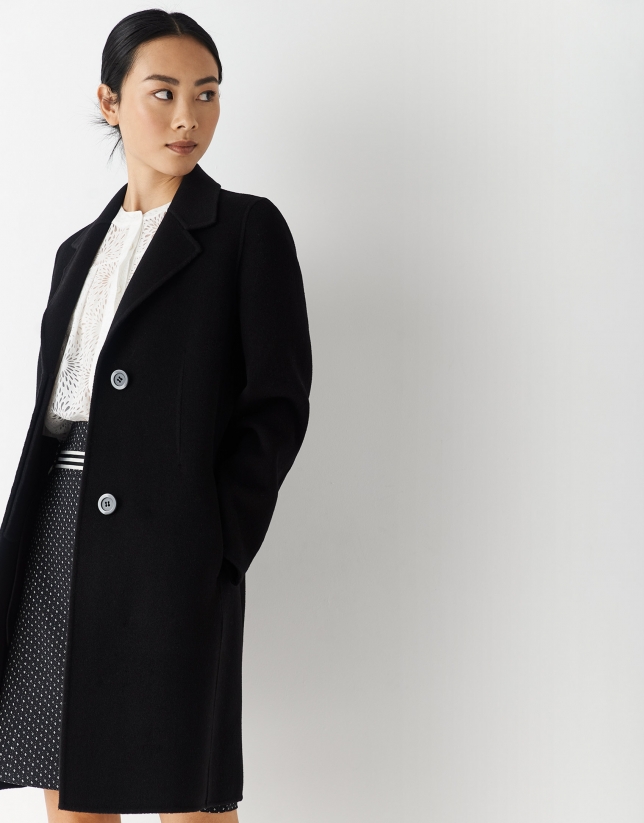 Black double-faced cloth coat