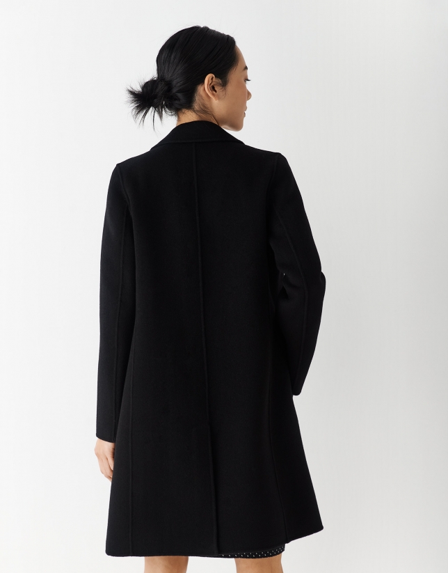 Black double-faced cloth coat