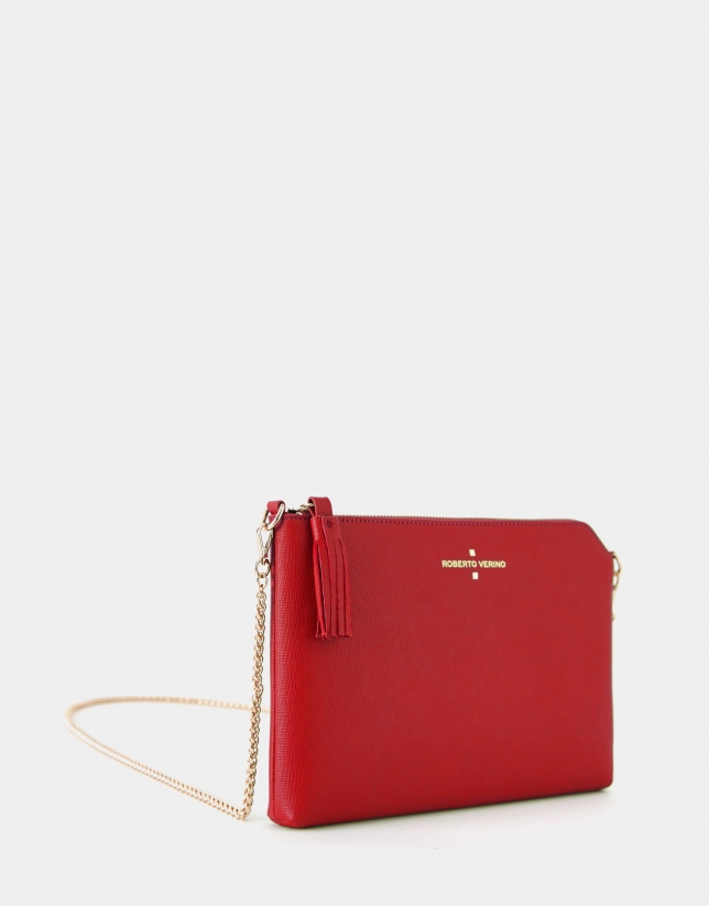 Red Lisa Saffiano clutch bag