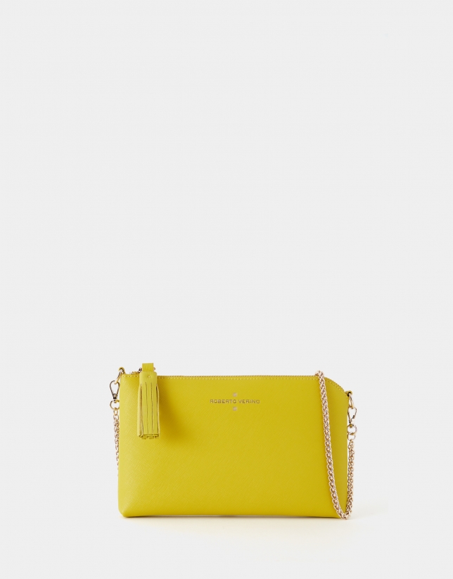 Yellow saffiano leather Lisa Nano clutch bag