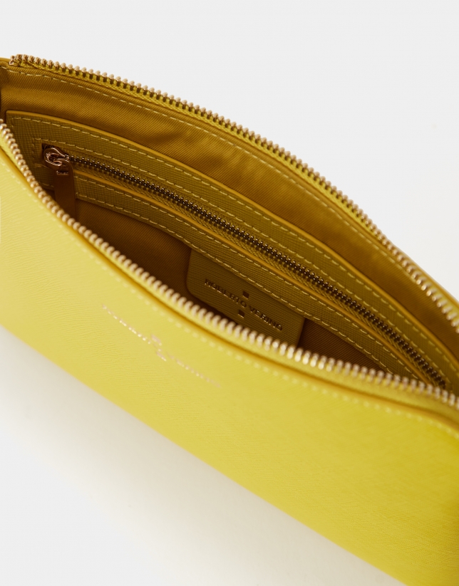Yellow saffiano leather Lisa Nano clutch bag