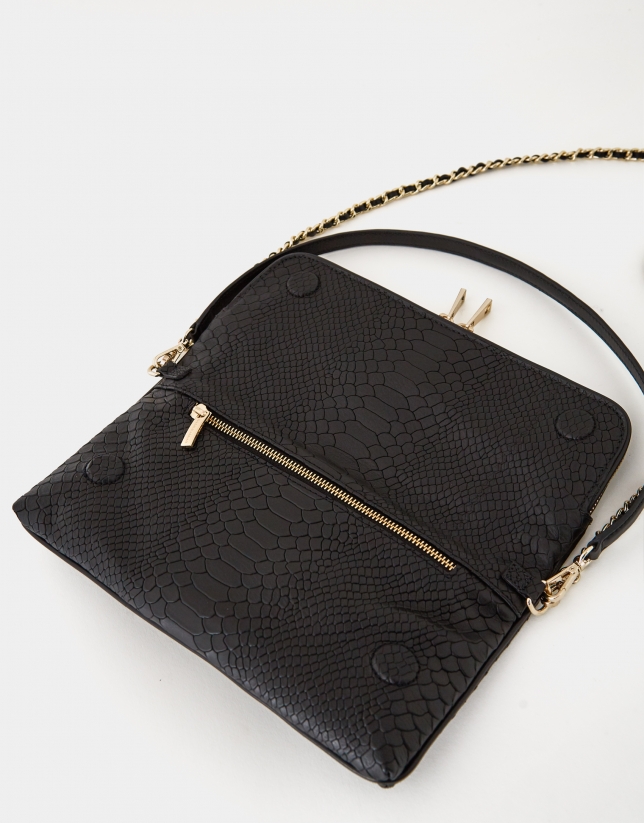 Black Martina embossed snakeskin leather bag