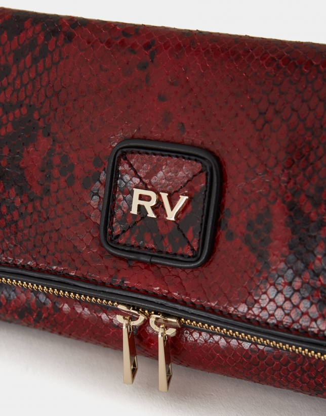 Red Martina embossed snakeskin leather bag