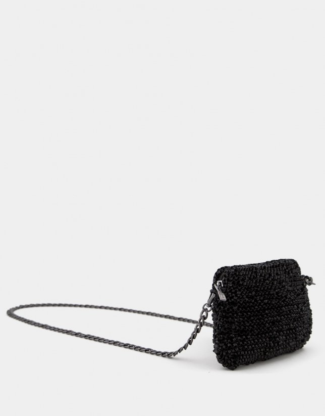 Black hand- braided Devyn shoulder bag