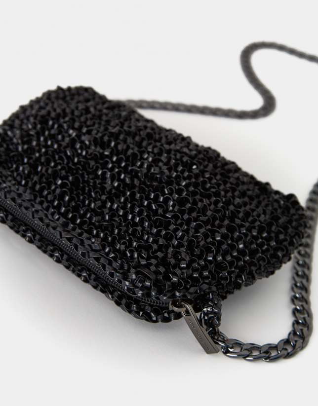 Black hand- braided Devyn handbag