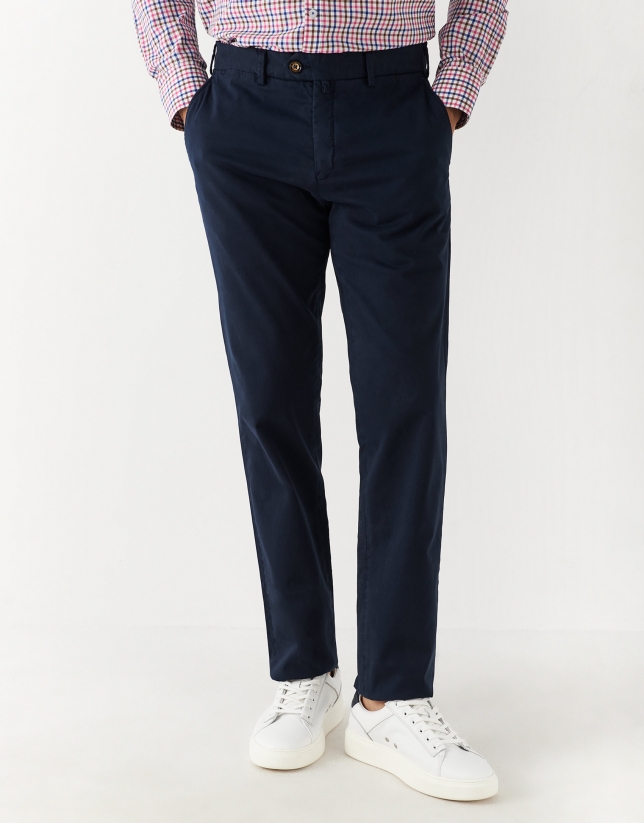 Navy blue cotton regular chino pants