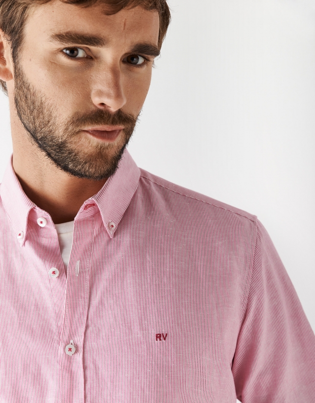 Pink pinstriped sport slim shirt