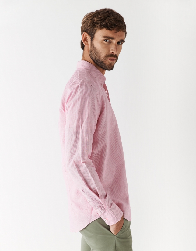 Camisa sport slim mil rayas rosa