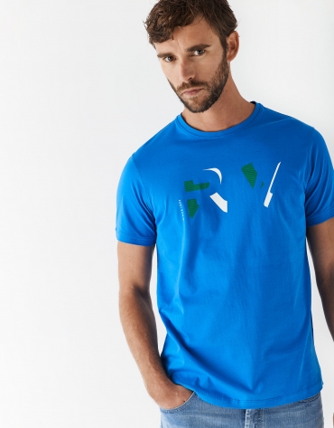 Camiseta azulón con RV verde y blanco