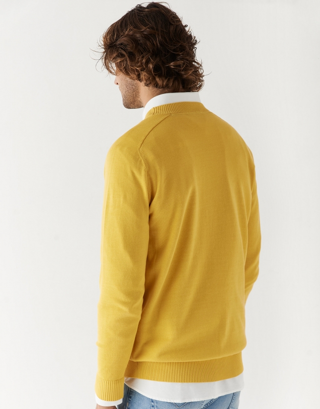 Yellow high twist cotton sweater