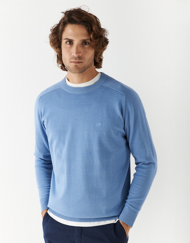 Blue high twist cotton sweater