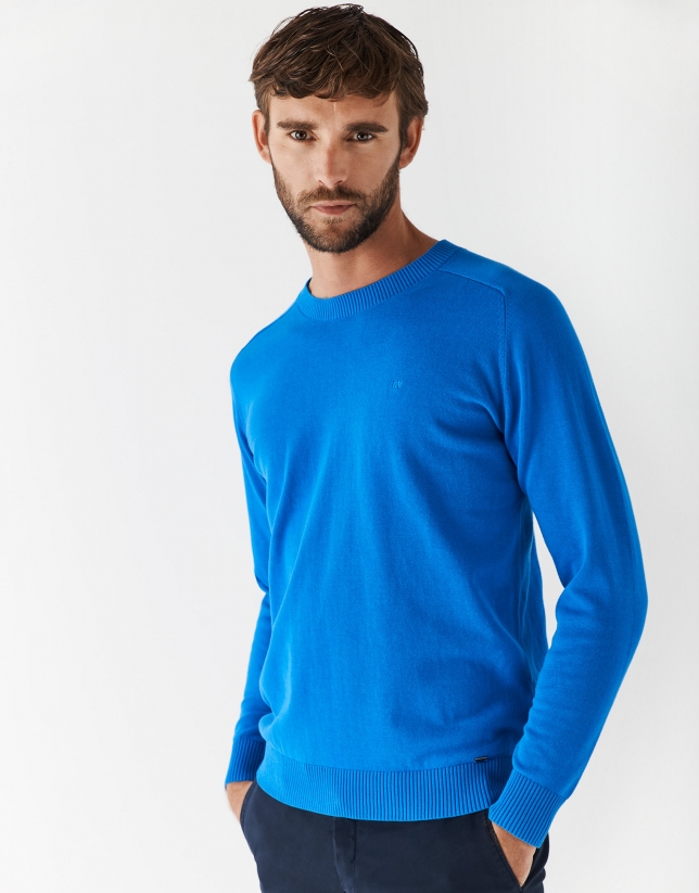 Bluish high twist cotton sweater