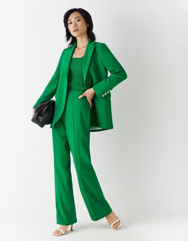Green crepe blazer with one button